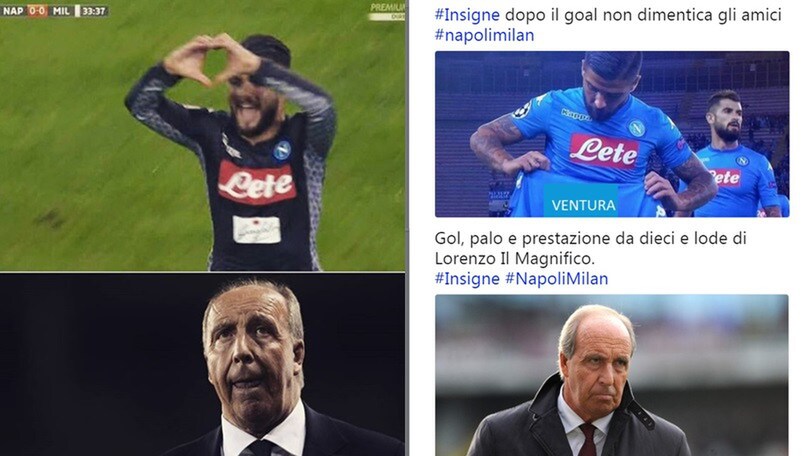 Insigne show al San Paolo, la dedica del web è per Ventura