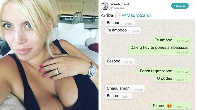Inter, Wanda Nara festeggia pubblicando la chat con Icardi