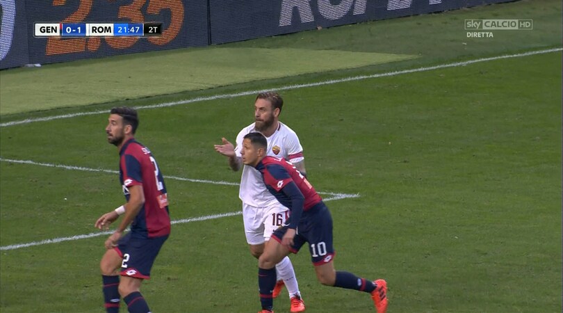 Genoa-Roma, espulso De Rossi: schiaffo a Lapadula