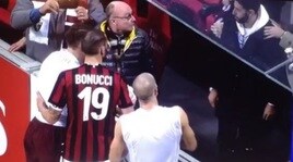 Milan-Torino, bacio e maglia al piccolo Bonucci da Belotti