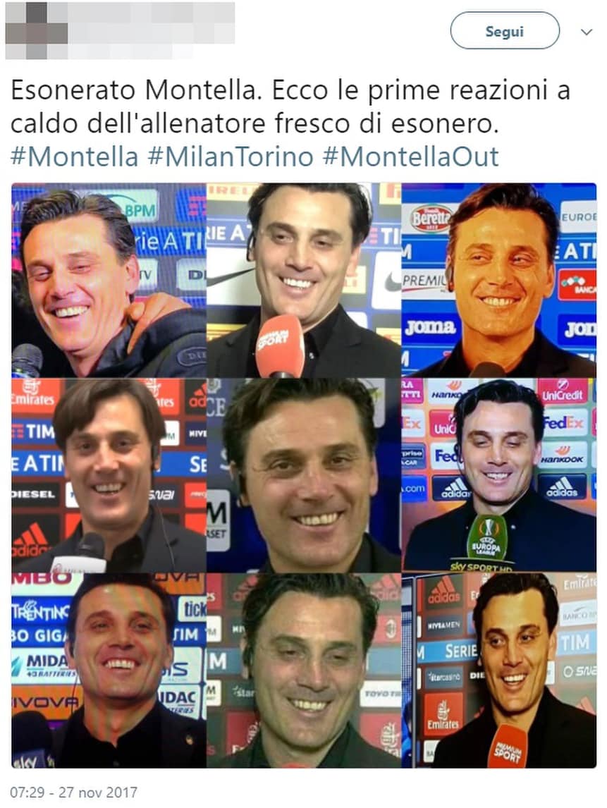 Milan, Montella esonerato: impazzano i meme sui social
