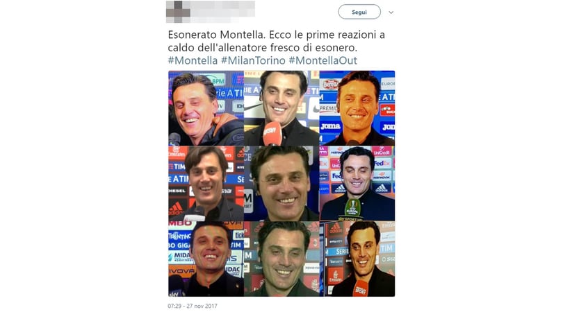 Milan, Montella esonerato: impazzano i meme sui social