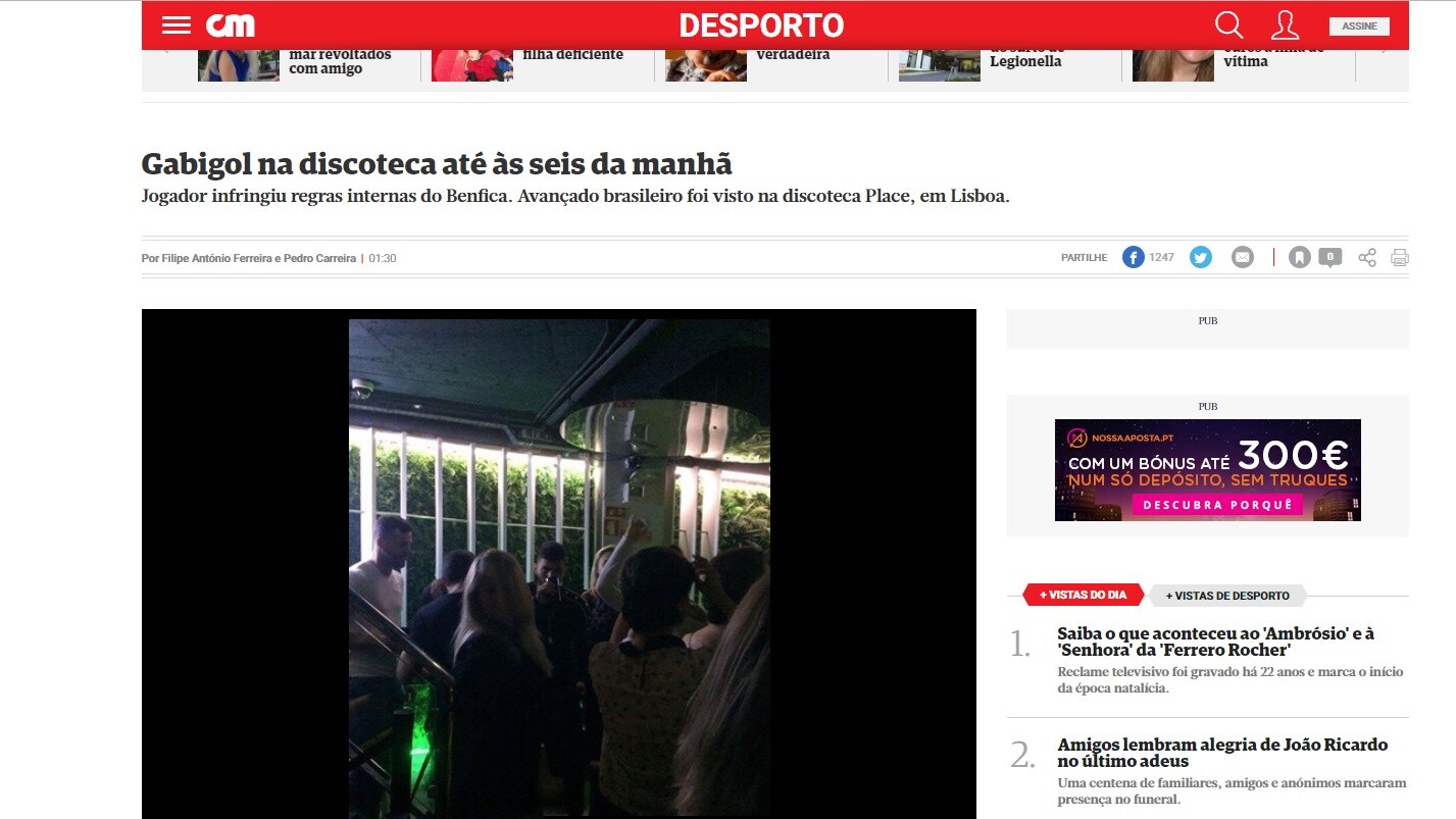 Gabigol pizzicato in discoteca fino all'alba: Benfica furioso