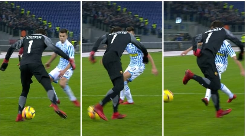 Alisson tra genio e follia: colpo di tacco in piena area