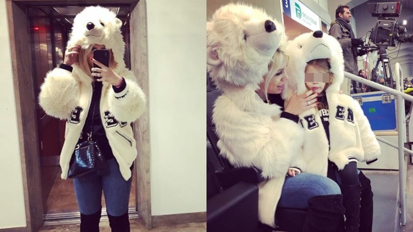 Wanda Nara, look "da orso" a San Siro con la figlia Francesca