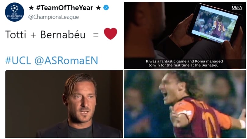 La Uefa celebra Totti e il suo gol al Bernabeu: «Non lo scorderò mai»