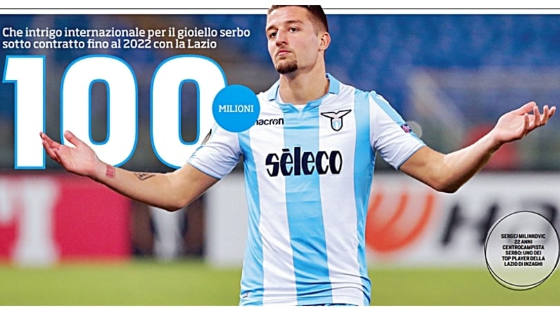 Lazio, Milinkovic a peso d'oro: si parte da 100 milioni