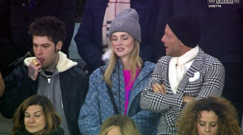 Juventus-Inter: Ferragni, Fedez e Lapo, che tridente in tribuna