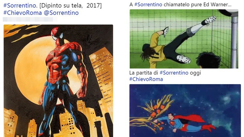 Sorrentino supereroe sui social: che show contro la Roma!