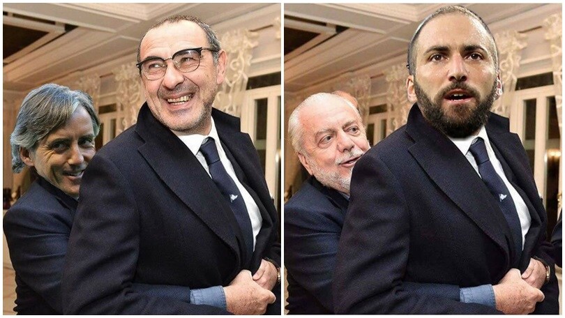 L'abbraccio di De Laurentiis a Sarri diventa virale sui social