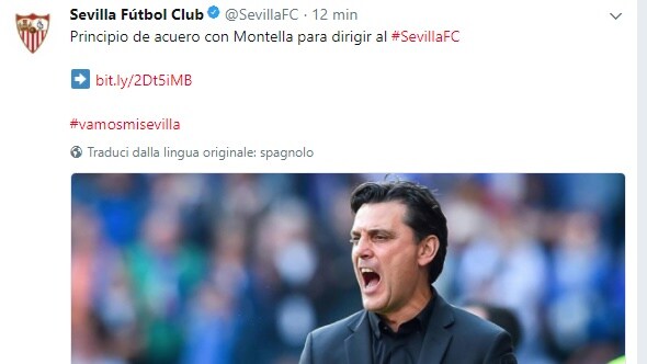 Ufficiale: Montella è il nuovo allenatore del Siviglia