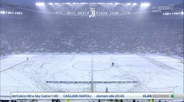 Rinviata Juventus-Atalanta: la neve sul prato dell'Allianz Stadium