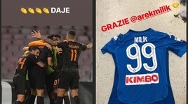 La Roma espugna il San Paolo: i giocatori fanno festa sui social