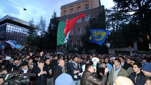 Sit-in dei tifosi della Lazio davanti alla Figc: «Vogliamo rispetto»