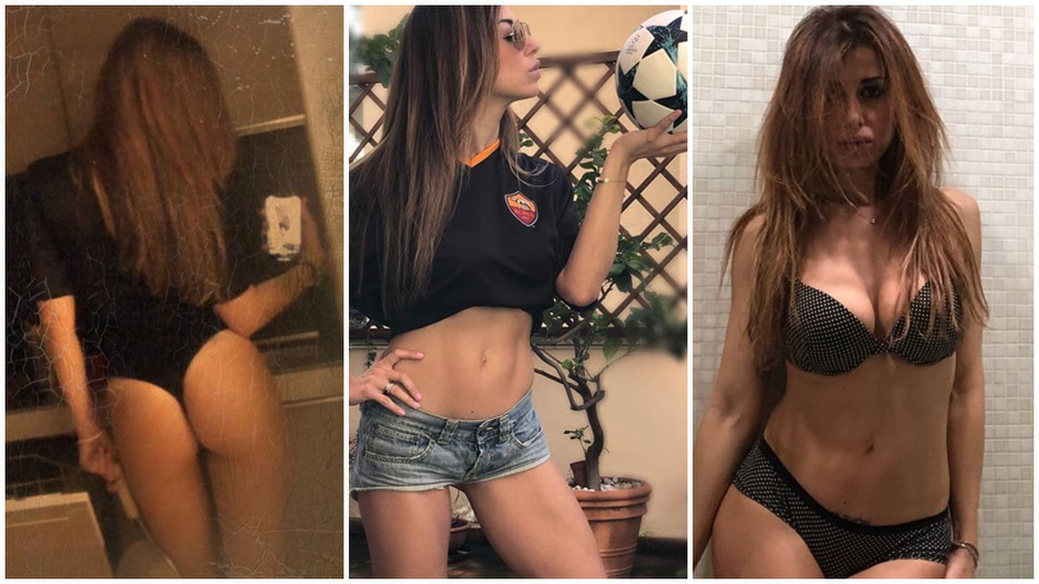 La soubrette romana, volto noto delle tv locali, non nasconde la sue fede giallorossa e fa impazzire i fan sui social con pose mozzafiato  [foto da: www.instagram.com/robertapedrelli]
