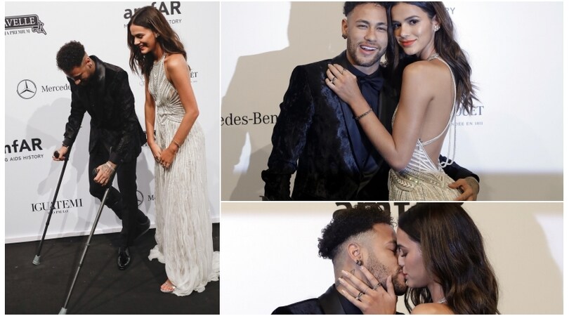 Neymar aspetta il Mondiale tra stampelle, beneficenza e i baci di Bruna