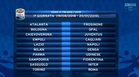 Calendario Serie A 2018/19, tutte le giornate
