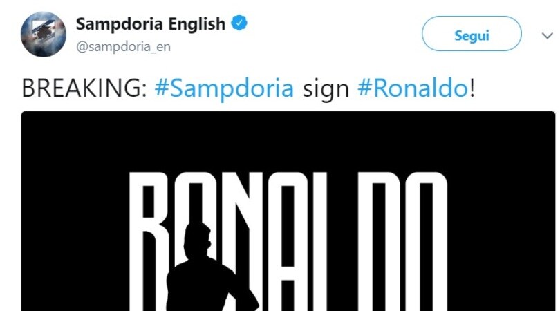 Sampdoria-Ronaldo, boom sui social «copiando» la Juve