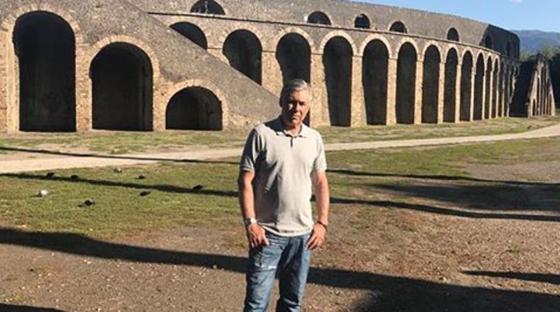 Ancelotti in visita a Pompei: «L'arena un posto speciale»