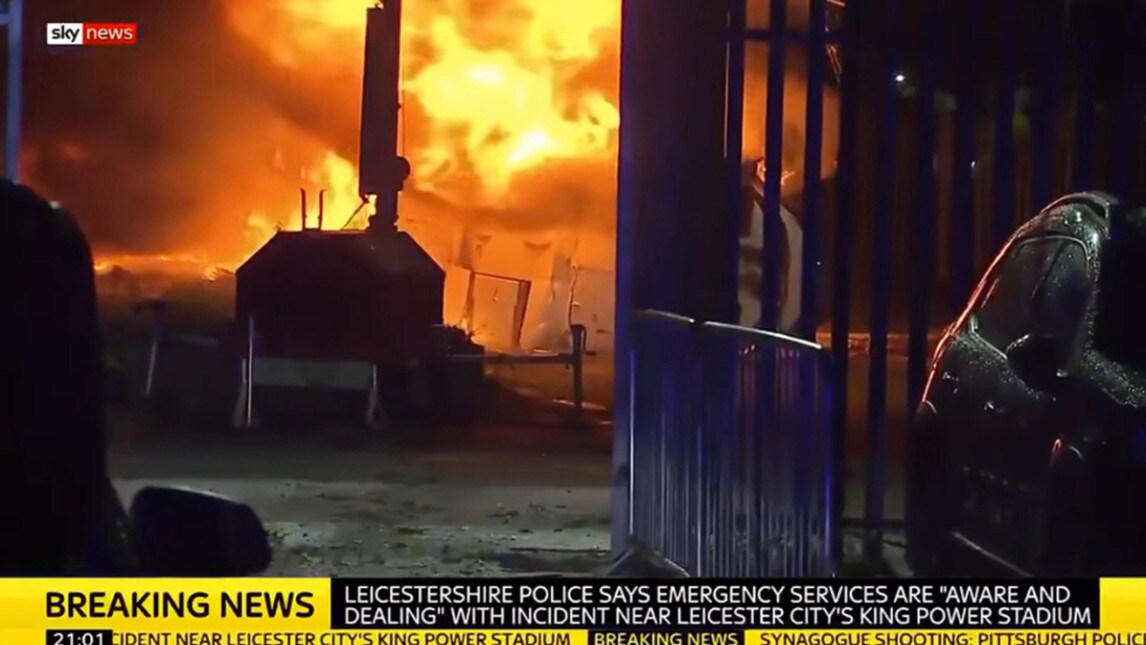 Leicester, le foto dell'elicottero caduto