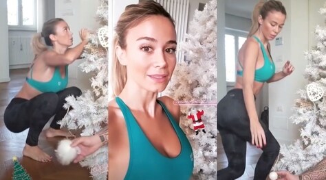 Diletta Leotta si allena...con l'albero di Natale