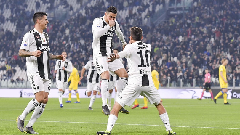 Juve-Frosinone: Dybala esulta alla Ronaldo, Bonucci con la dedica ai figli
