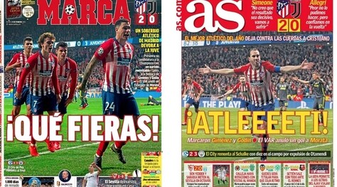 I media spagnoli esaltano l'Atletico: «Che belve»