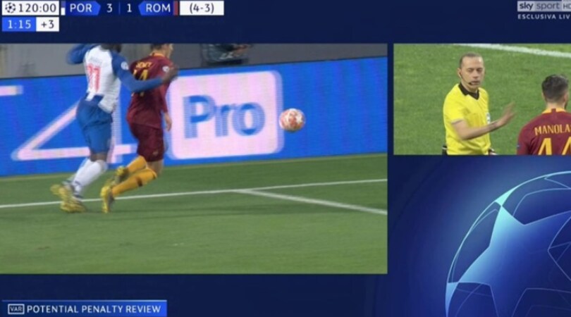 Porto-Roma, l'Uefa spiega: «Ecco perché l'arbitro non è andato al Var»