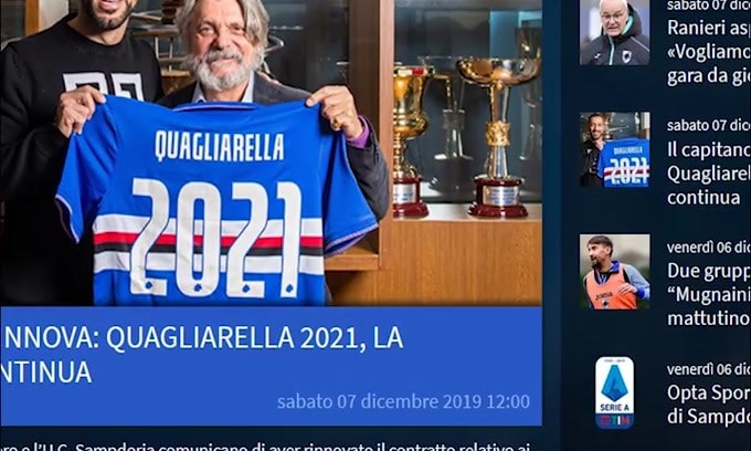 Sampdoria, Quagliarella rinnova fino al 2021