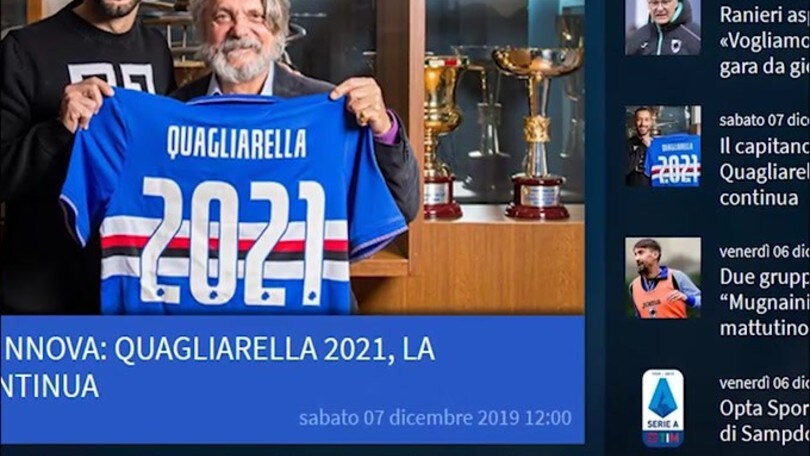 Sampdoria, Quagliarella rinnova fino al 2021