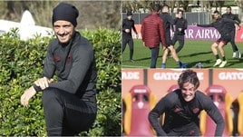 Roma, Zaniolo scatenato nel torello. Florenzi osserva divertito