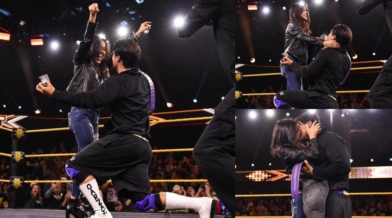Wrestling WWE, vince il titolo e chiede alla compagna di sposarlo