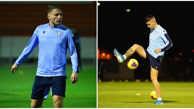 Lazio, Milinkovic ed Immobile si scaldano per la Juve: obiettivo Supercoppa
