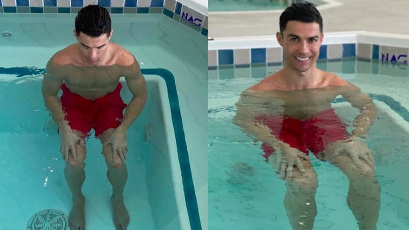 Juve, Ronaldo si allena in piscina durante le feste