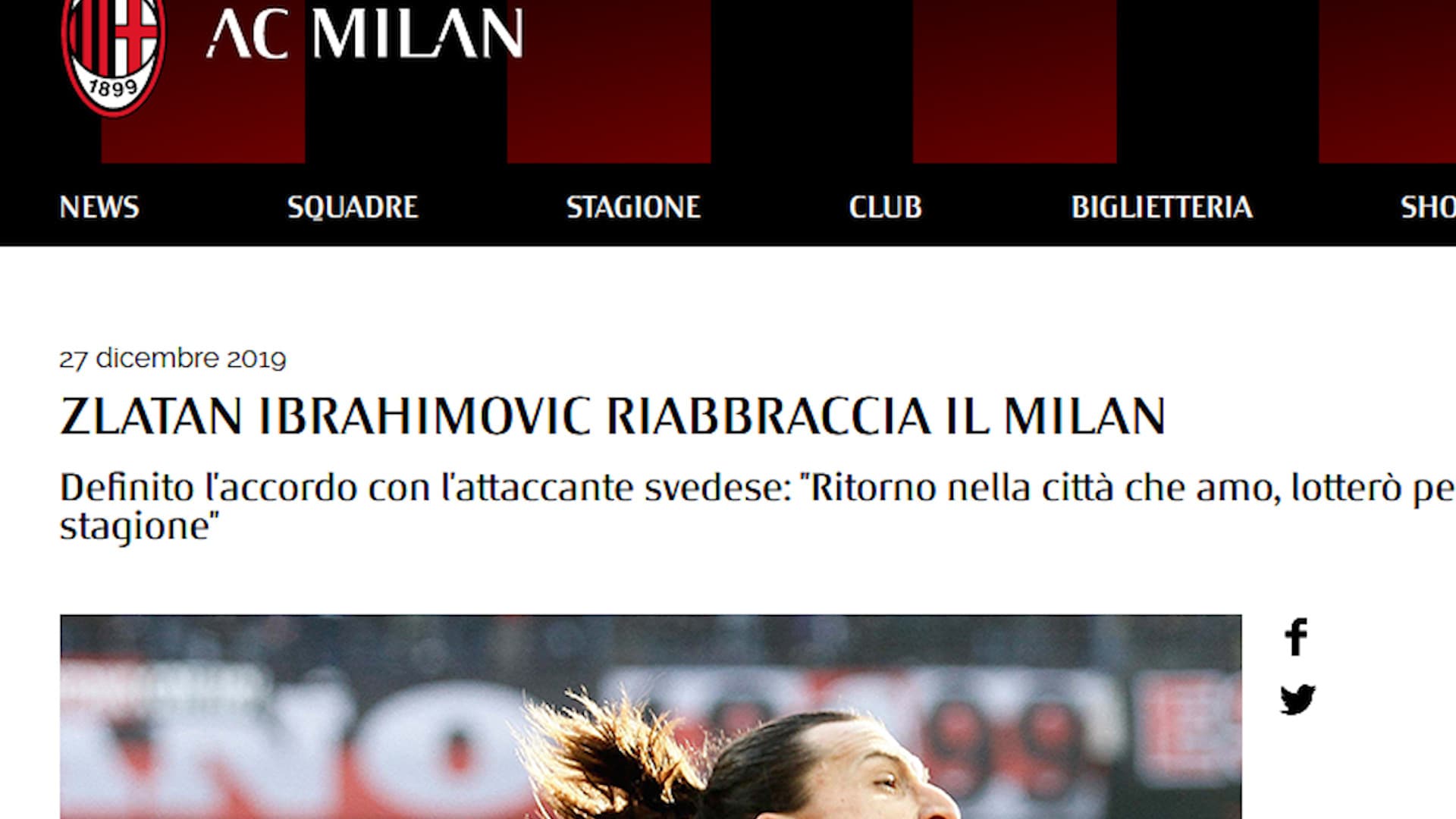 Milan-Ibrahimovic, è ufficiale