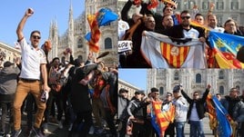 I tifosi del Valencia invadono Piazza Duomo: che festa prima dell'Atalanta!