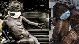 Coronavirus, in Germania anche le statue con le mascherine