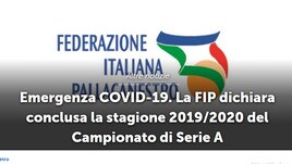 Basket: la Fip dichiara conclusi campionati di Serie A e A2