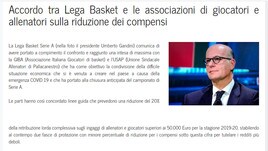 Lega Basket-giocatori: trovato accordo per taglio stipendi