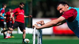 Milan, la smorfia di Ibrahimovic in allenamento