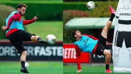 Milan, le acrobazie di Calhanoglu e Romagnoli in allenamento