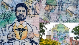 Coronavirus, a Bruxelles spunta un murale dedicato ai medici