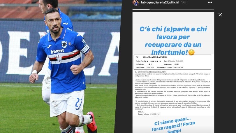 Quagliarella si sfoga: "C'è chi (s)parla e chi lavora per recuperare. Ci siamo quasi"