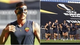 Roma, la rifinitura prima del Siviglia: Pellegrini "in maschera", Dzeko tira il gruppo