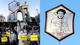 "Libertà per Patrick Zaki": l'aquilone solca il cielo di Milano