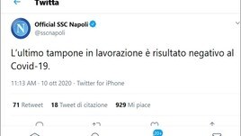 Napoli, ultimo tampone è risultato negativo