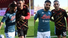 Benevento-Napoli, il derby dei fratelli Insigne: l'abbraccio prima del match