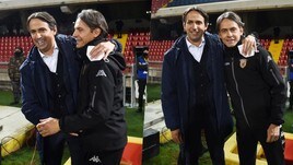 Simone e Pippo Inzaghi, baci e abbracci: è la loro partita