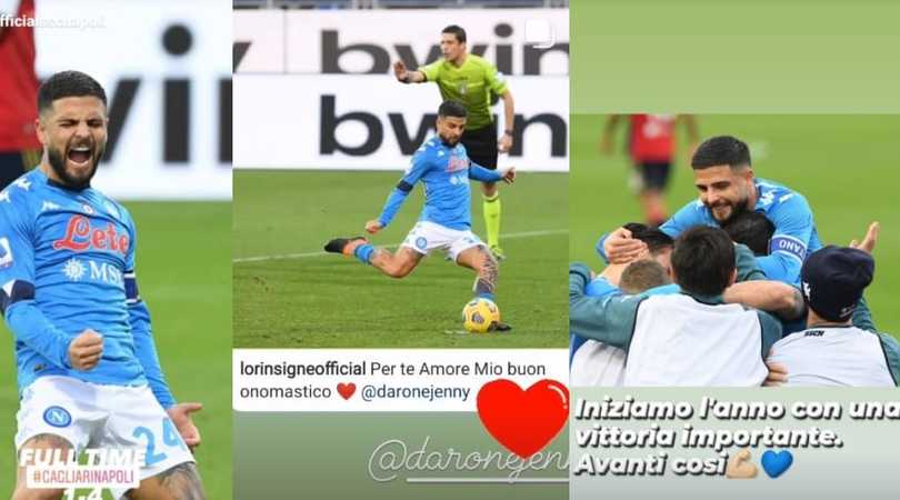 Napoli, Insigne raggiunge Careca e dedica il gol alla moglie
