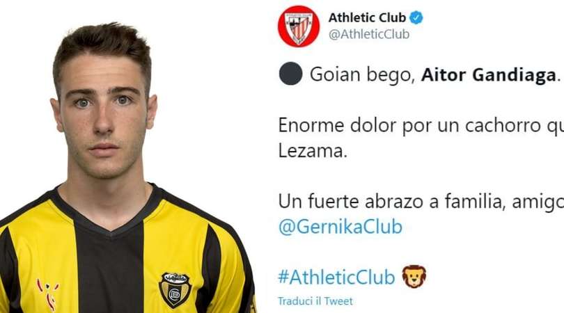 Muore Aitor Gandiaga, calciatore 23enne dell'Athletic Bilbao